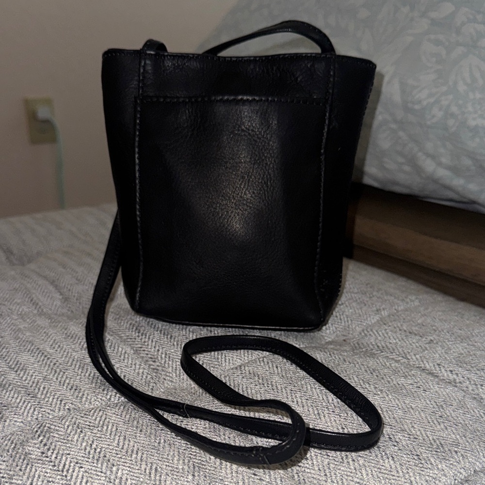 Pre-loved vintage HOBO mini Crossbody. Beautiful black pebble leather.